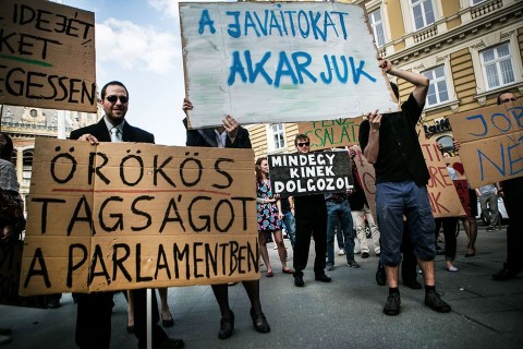 politikus tüntetés (politikus tüntetés, transzparens, )