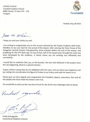 Real Madrid levél (real madrid levél, emilio butragueno, )