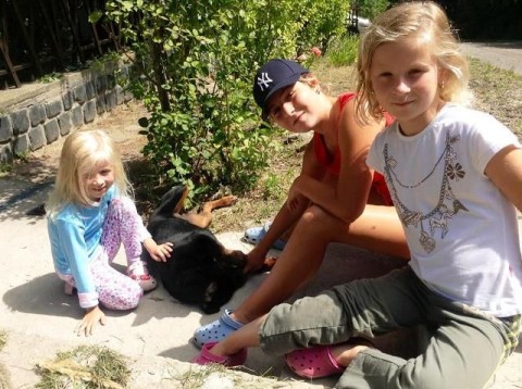 Botka László lányai az új kutyával (Botka László lányai az új kutyával)