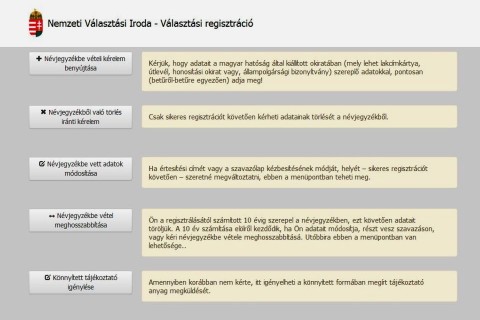 internetes választási regisztráció, (választási regisztráció, )