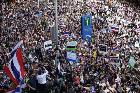 tüntetés Bangkokban (tüntetés, bangkok, thaiföld, )