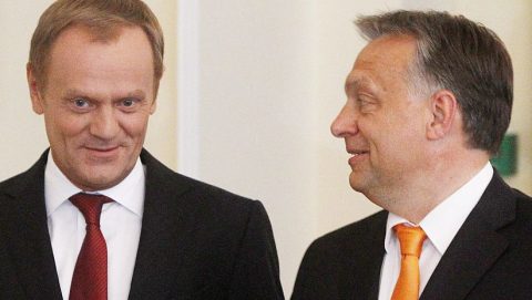 orbán viktor és donald tusk (orbán viktor, donald tusk, varsó, lengyelország, )