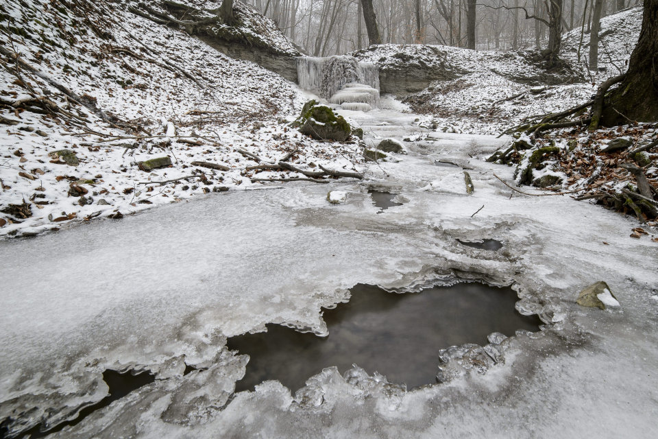jég fagy befagyott patak Nógrádban (jég, fagy, patak)