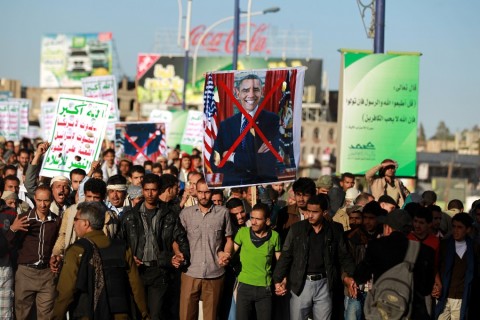 amerikaellenes tüntetés Jemenben (usa, jemen, tüntetés, )