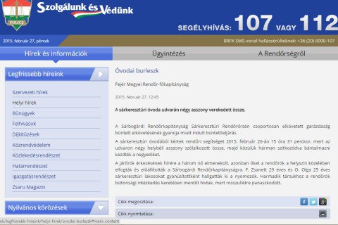 bunkó rendőrségi közlemény (rendőrség)