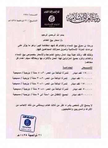 iszlám állam rabszolga árlista (Array)