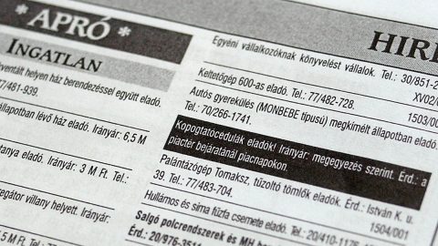 apróhirdetési újság MTI Fotó: Ujvári Sándor