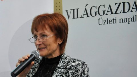 Kocsi Ilona, a Boom főszerkesztője még a Világgazdaság főszerkesztőjeként egy rendezvényen. Fotó: MTI