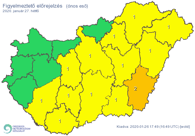 Ónos esőre figyelmeztetnek az ország nagy részén 1