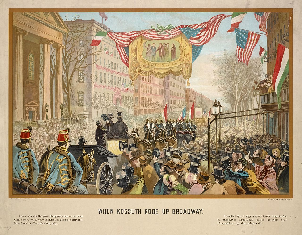 Kossuth 1851. december 6-i bevonulása New Yorkba.