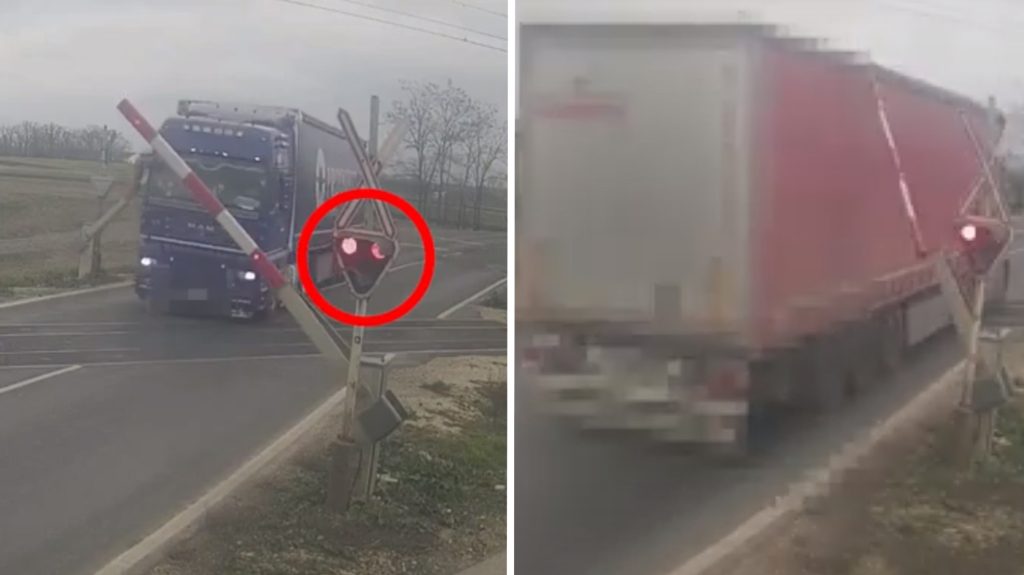 Videó: Még kis sem javították a hibát, amikor egy újabb kamionos letörte a másik sorompót is