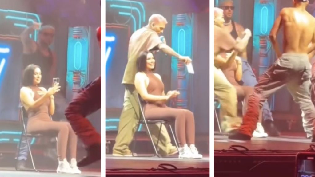 A tömegbe hajította színpadra hívott rajongója mobilját Chris Brown, mert a nő a telefont bámulta helyette