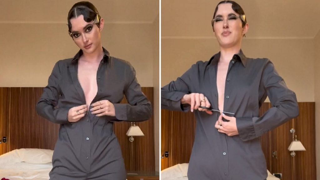 Videón, ahogy egy modell szétvagdos egy 750 ezer forintos Prada ruhát