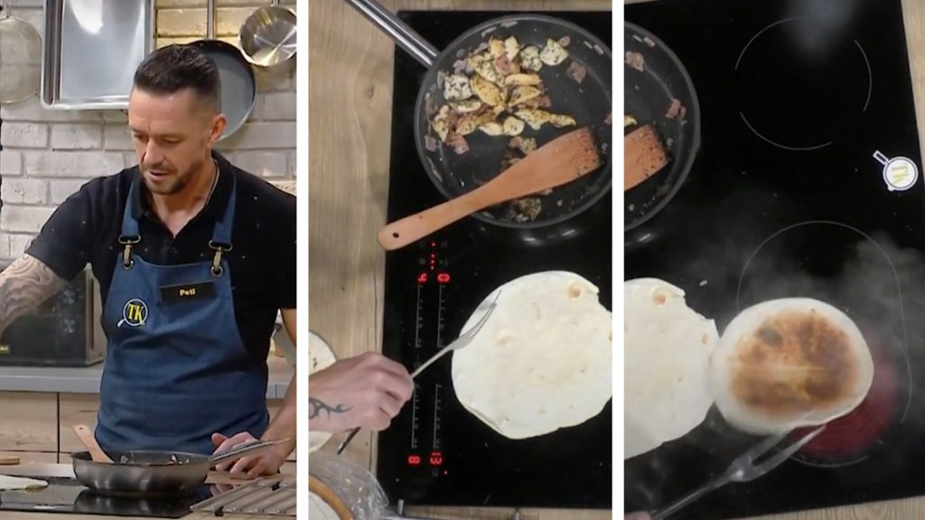Troll a konyhában: Kabát Peti jónak látta, ha az indukciós főzőlapon kezdi pirítani a tortillát