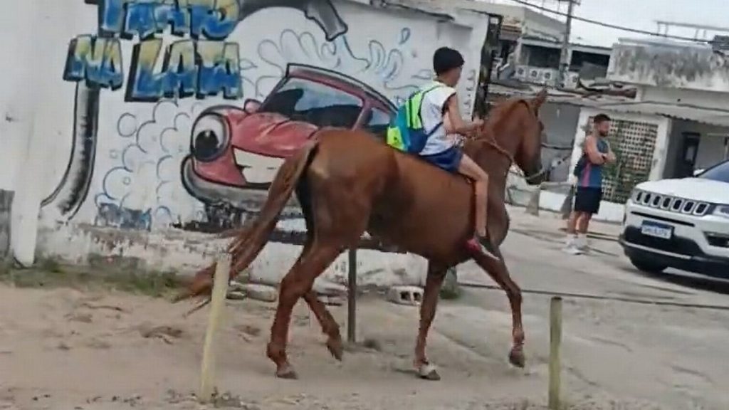 Defektes lett a biciklije, lóval ment iskolába a 11 éves fiú Brazíliában