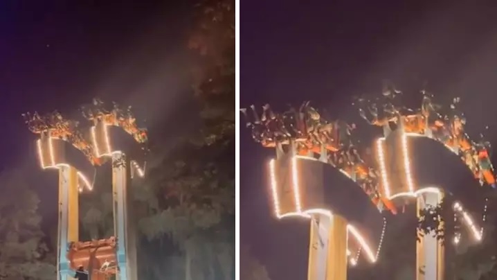 Fél órán át lógtak fejjel lefelé egy meghibásodott hajóhintán egy vidámpark vendégei – videó