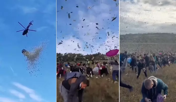 Egymillió dollárt szórt ki a rajongóinak egy helikopterről egy influenszer Csehországban