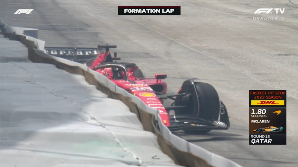 Leclerc már a felvezető körben gumifalba csapódott kiesett a Brazil Nagydíjon