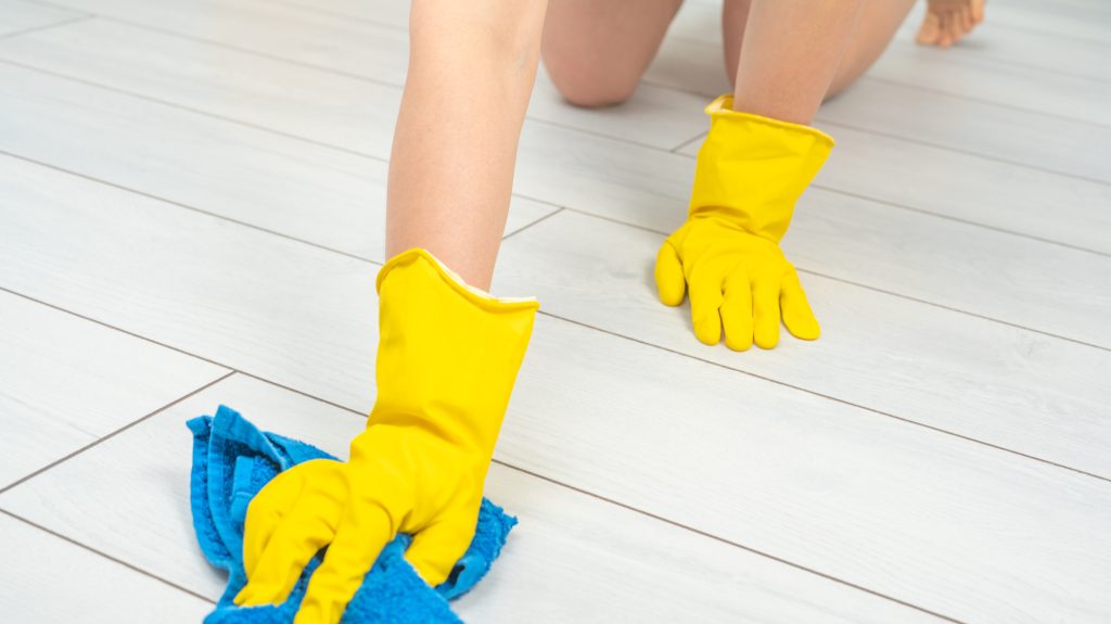 Meztelen takarítónőként dolgozik, néha csatlakoznak hozzá az ügyfelei