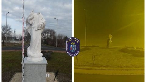 Elfogták a Szűzanya szobrot fejszével lefejező férfit – videón az eset