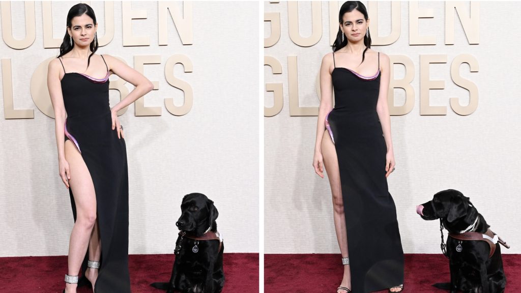 Történelmi pillanat: Aria Mia Loberti az első színésznő, akit vakvezető kutya kísért a Golden Globe vörös szőnyegére