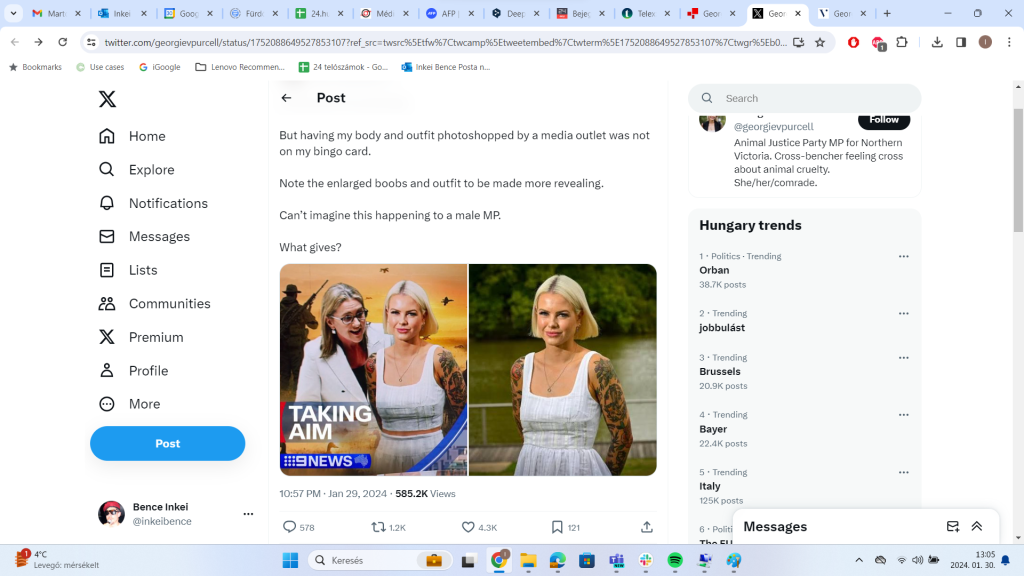 Egy ausztrál női politikusnak Photoshoppal megnagyobbították a melleit egy tévéműsorban