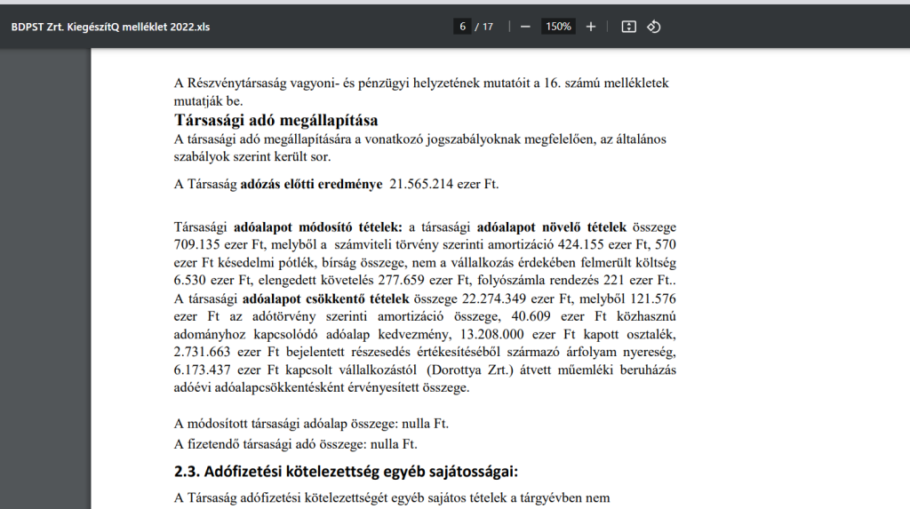 Tiborcz István reagált: más adónemeket azért befizetett a BDPST, ha a nyereségadót nem is