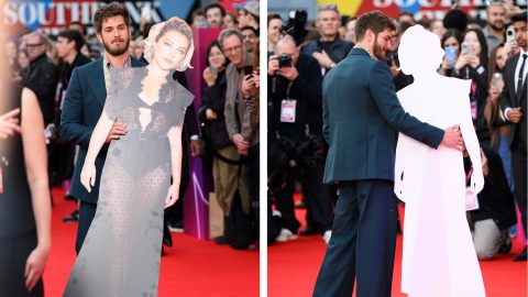 Andrew Garfield Florence Pugh kartonpapír-mását vitte el közös filmjük premierjére