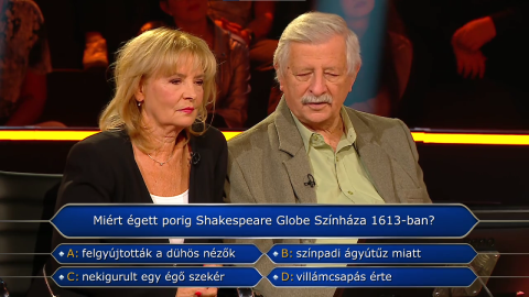 Legyen Ön is milliomos!: színházas kérdésen bukott el Ábrahám Edit és Várkonyi András