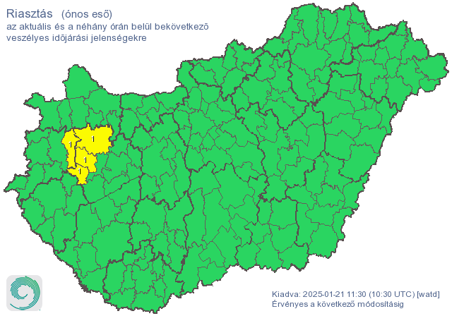 Ónos eső miatt riasztás az ország nyugati részén Ónos eső miatt riasztás az ország nyugati részén