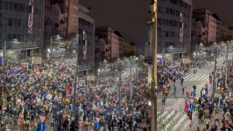 Hangágyút használhattak a belgrádi tüntetők ellen, a hatóságok cáfolják