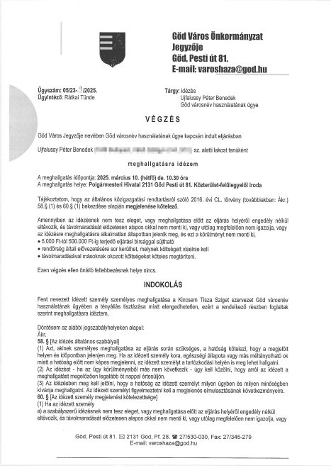 Tiszás aktivistákat citálnak a jegyző elé a Göd városnév használata miatt 1