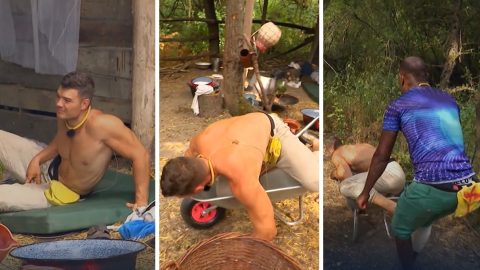 Farm VIP: Pumped Gabónak annyira fájt a háta, hogy Fekete Pákó talicskával vitte el pisilni