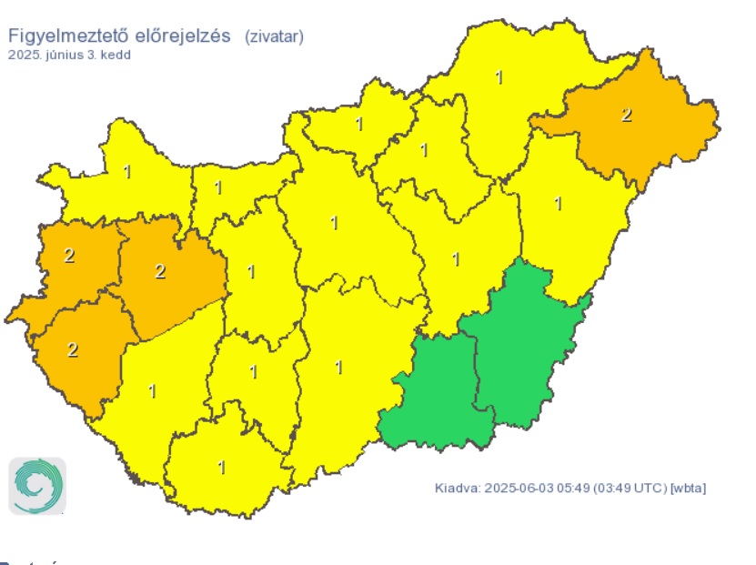 Jégeső, szél, villámlás: majdnem az egész országra riasztást adta ki 1