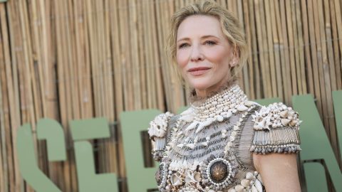 Cate Blanchett bizarr, kagylókból és biztosítótűkből készült felsőben vörös szőnyegezett