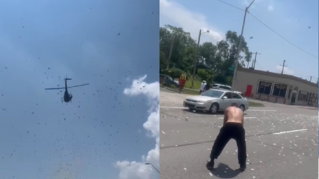 Helikopterből hullott a készpénz a gyászolókra – videó