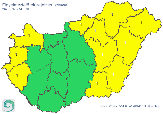A fél országra figyelmeztetést adtak ki zivatarok miatt 2