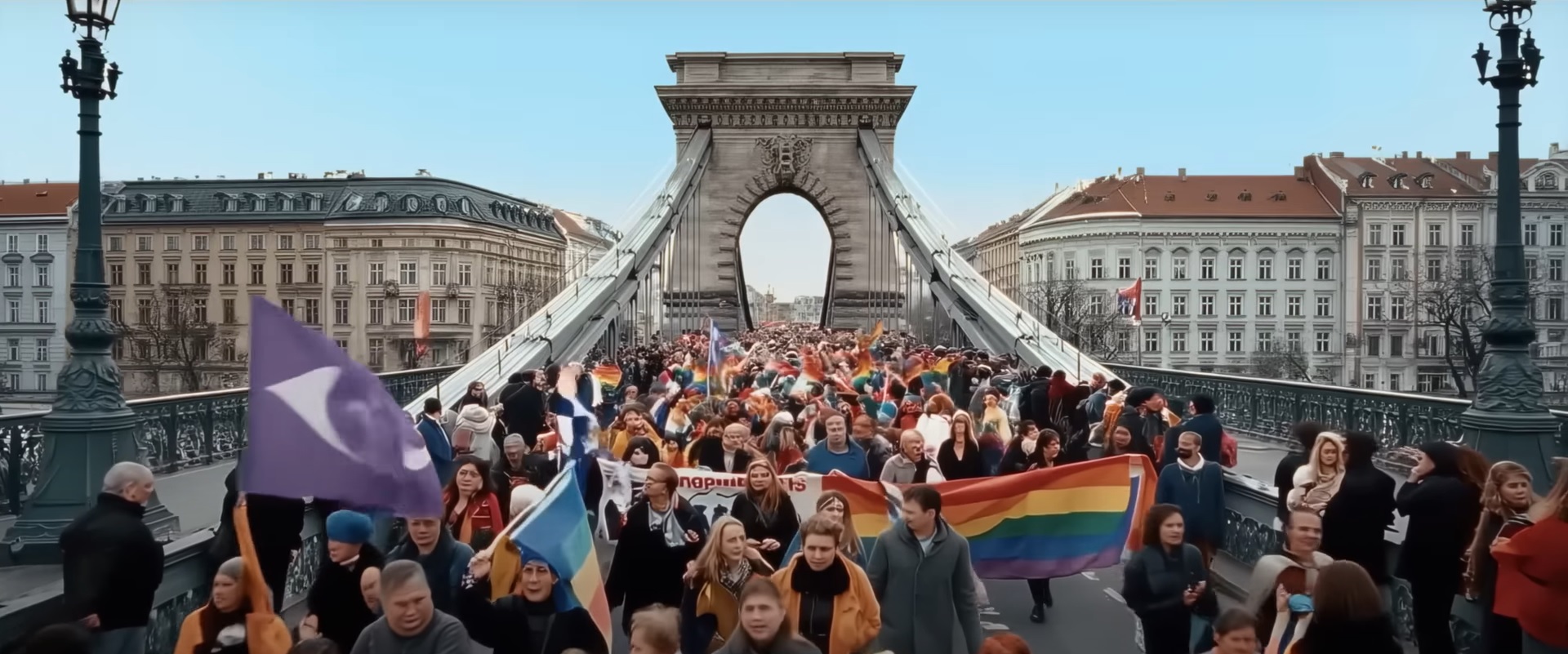 Szivárványos zászlót rejtegető, majd felszabadult budapesti nőt és Pride-ozók tömegét is mutatja az Erste csoport új reklámfilmje 3