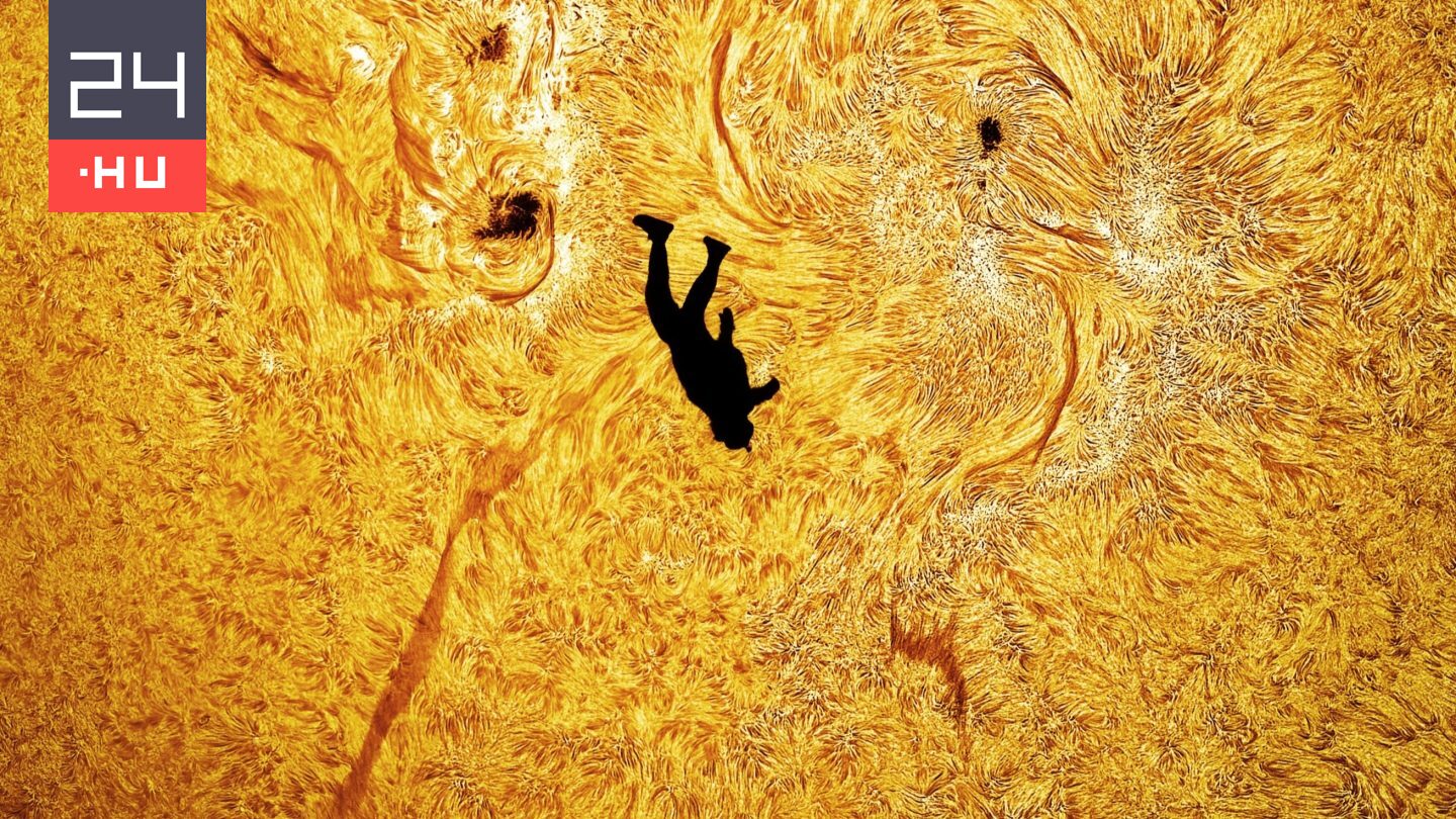 Ikarusz zuhanása: lélegzetelállító fotón egy ejtőernyős szabadesése