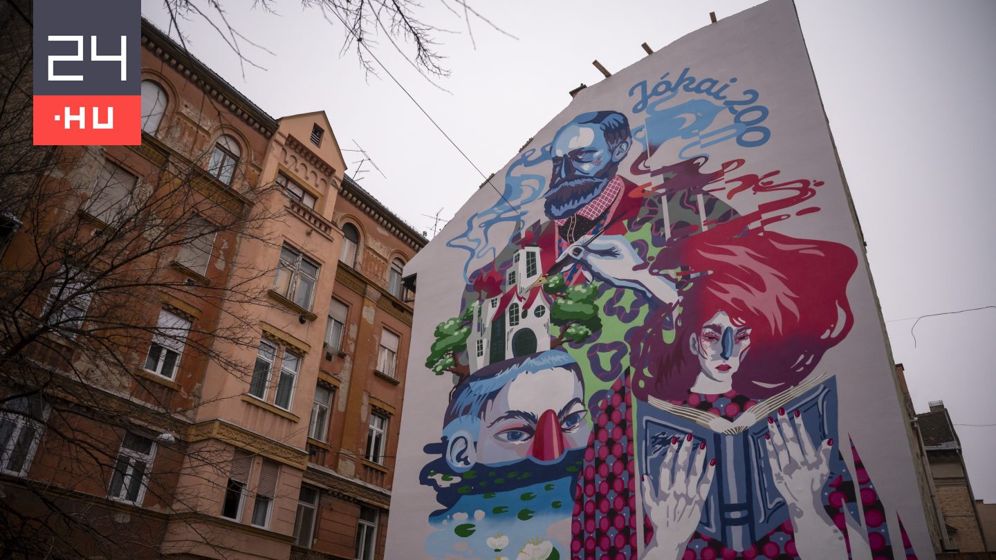Gigantikus Jókai-portré került egy budapesti tűzfalra