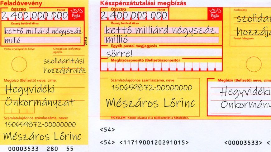 Kovács Gergely sárga csekken egyenesen Mészáros Lőrinc zsebébe utalná a kerület 2,4 milliárdos szolidaritási hozzájárulását