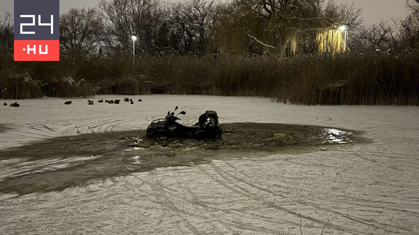 Quaddal mentek rá a monori befagyott monori tóra, beszakadt a jég alattuk