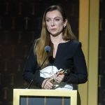 Rúzsa Magdi beszél a Prima Primissima díjátadó gálán a Müpában 2024. december 6-án.