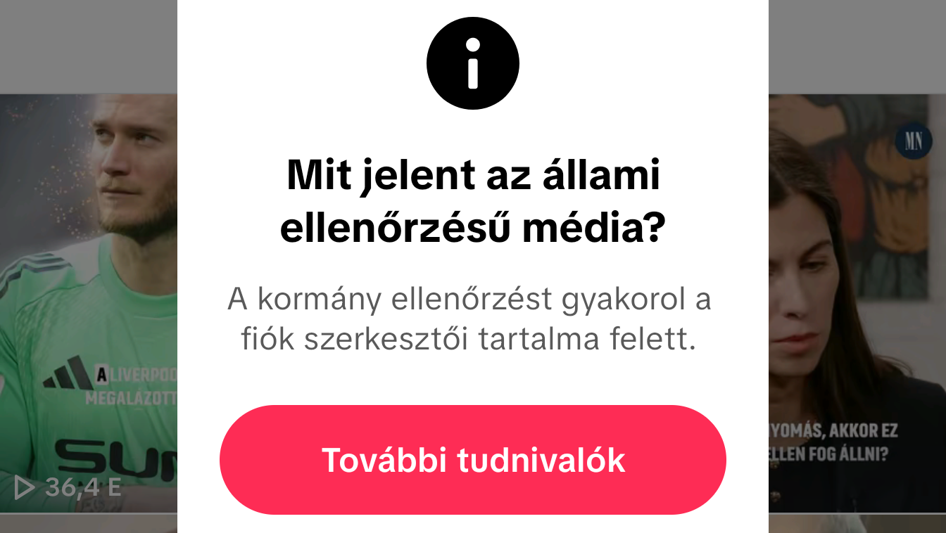 állami ellenőrzésú média tiktok