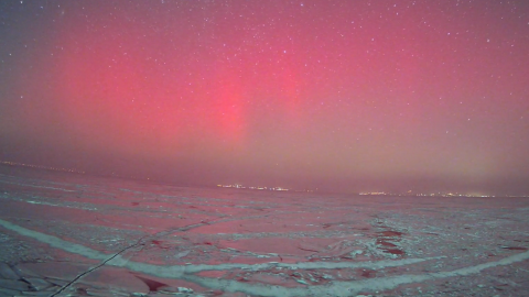 balaton, sarki fény, aurora borealis, videó, jég