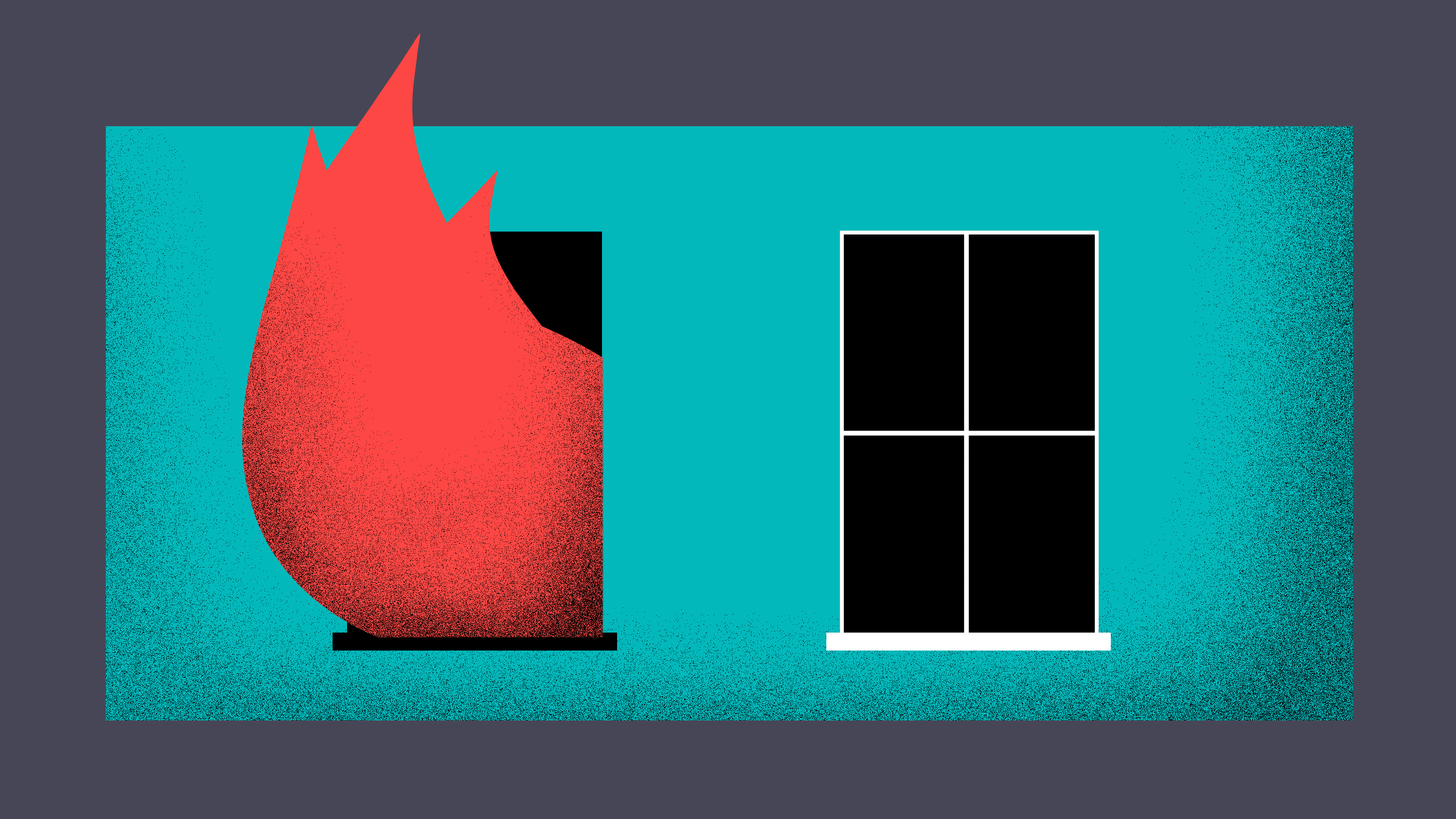 Lángoló épület illusztráció.