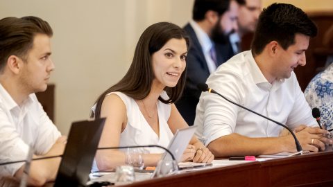 Szentkirályi Alexandra a fővárosi közgyűlés egyik ülséén.