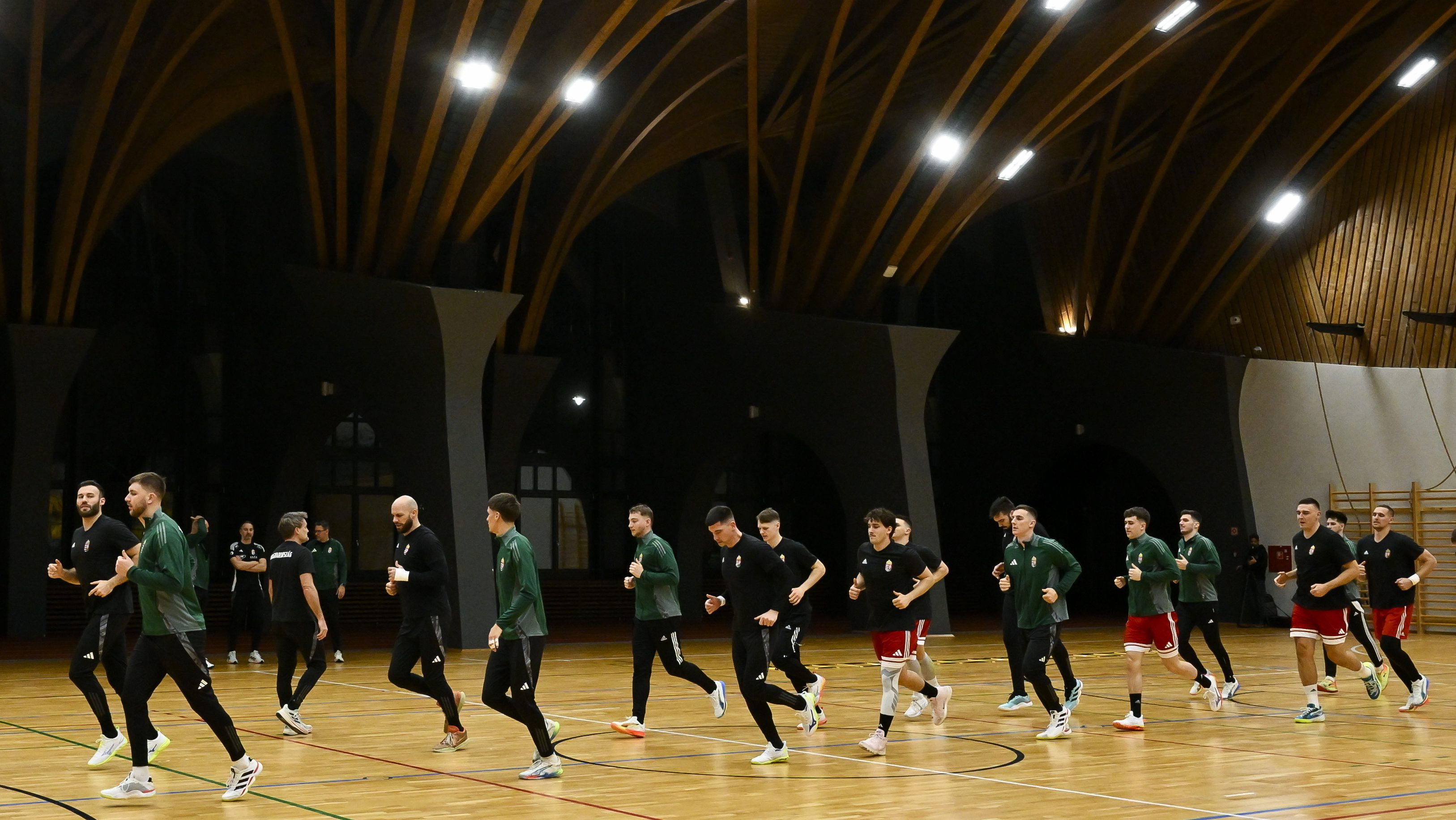 A férfi kézilabda-válogatott edzésen.