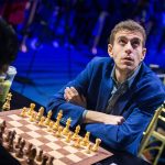 Daniel Naroditsky and R Praggnanandhaa before their Round 11 rapid game at the FIDE World Rapid Championship 2024 on December 28, 2024 in New York, NY. (Photo by Lennart Ootes/Getty Images)