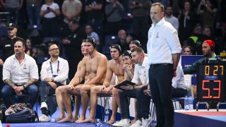 A magyar kispad a belgrádi férfi vízilabda Európa-bajnokság döntõjében játszott Szerbia - Magyarország mérkõzésen.